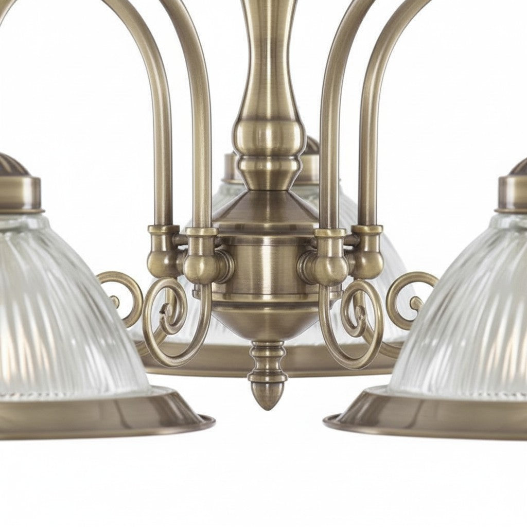 TF Vintora Ribbed Glass Pendant Light – Elegant Metal Trim for Kitchens, Dining Areas and Hallways