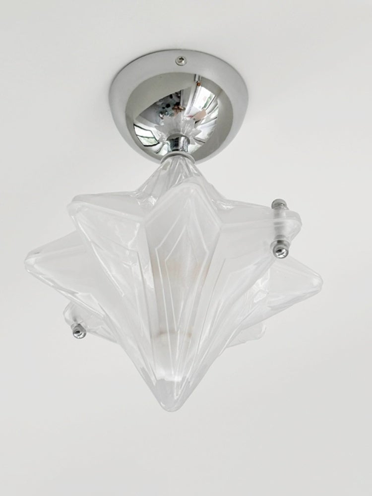 Art Deco Star Ceiling Lamp - Frosted Glass Fixture for Hallway & Entryway - Astris Ceres