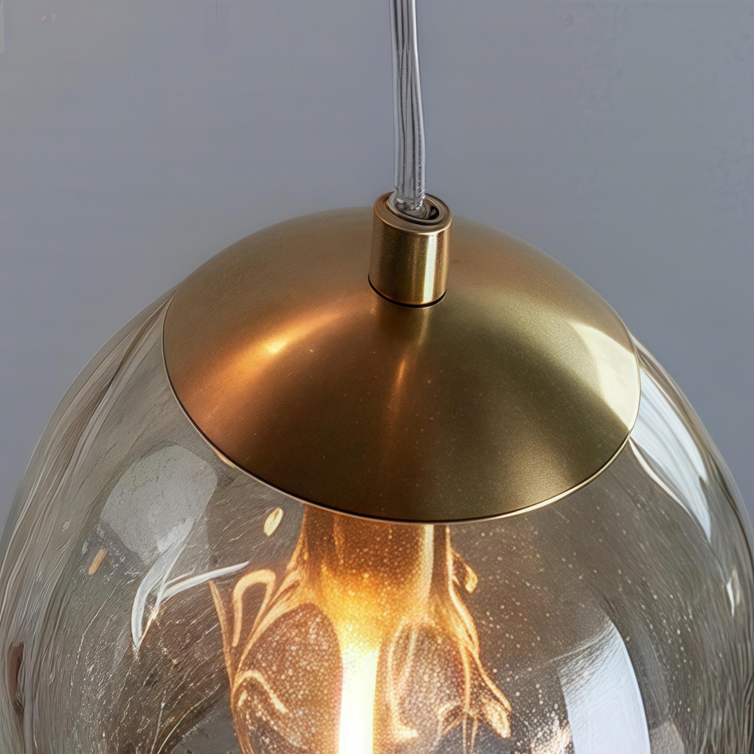 Tracian Dimpled Globes 3-Light Pendant Lamp – Sculptural Amber Lighting Ideal for Lounge or Entryway