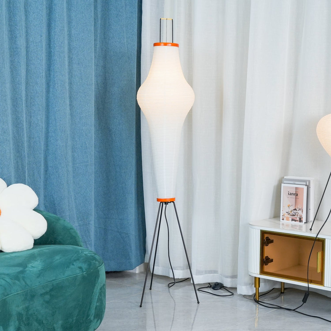 Rice Paper Floor Lamp - Bamboo Frame Soft Light for Living Room