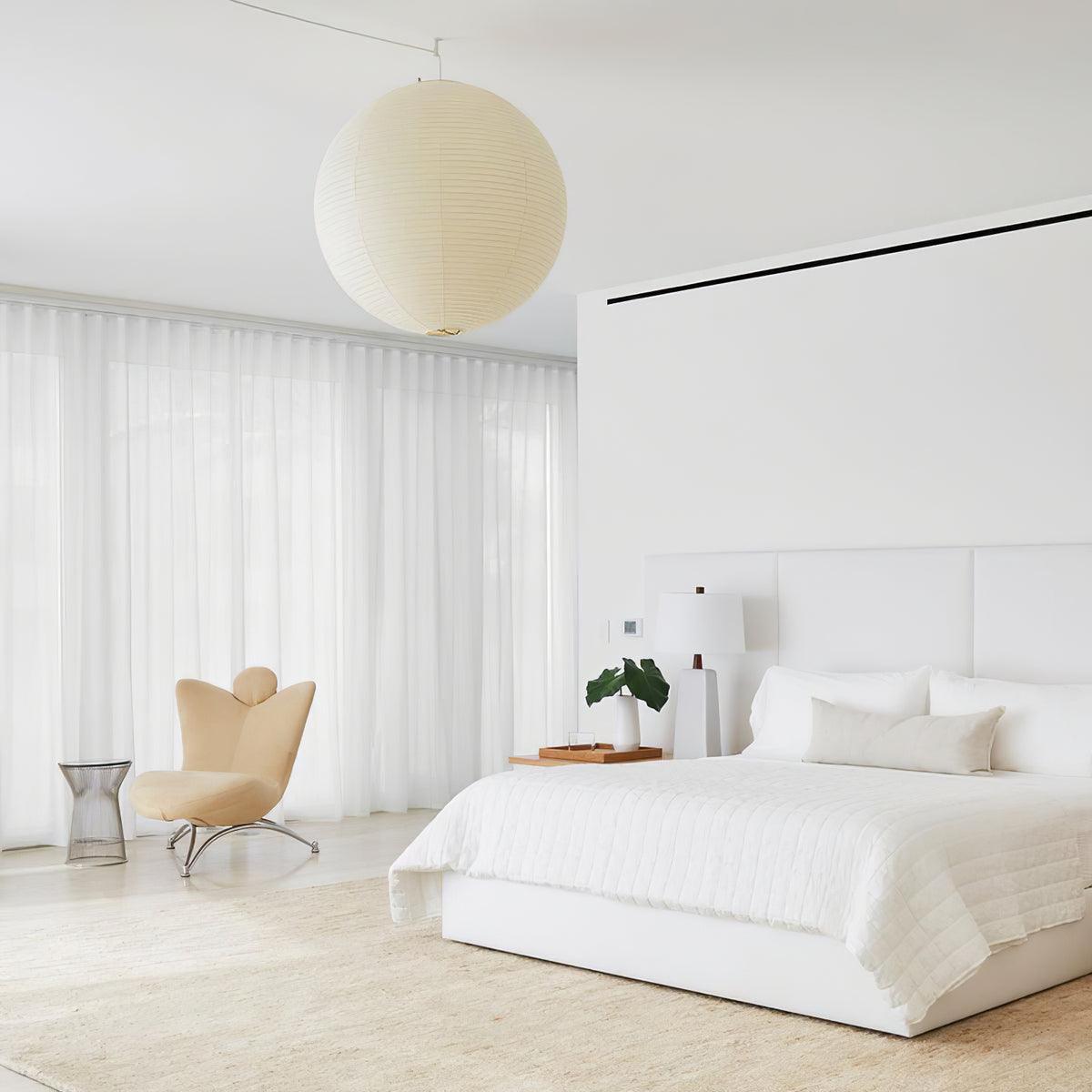 Washi Paper Round Pendant Lamp – Minimalist Lighting for Living Room