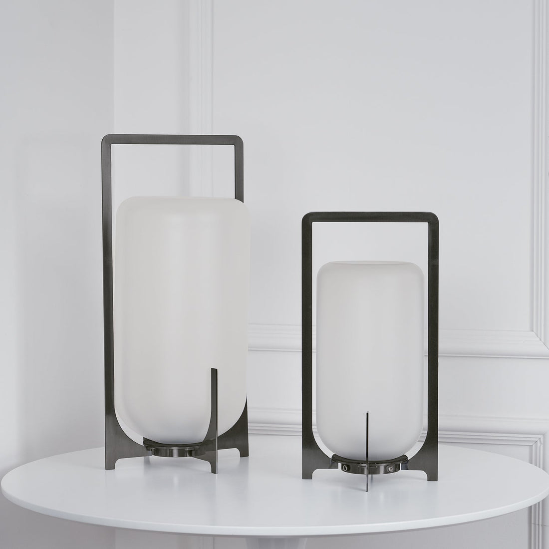 Lantern Table Lamp - Steel Modern Light for Bedroom & Living Room