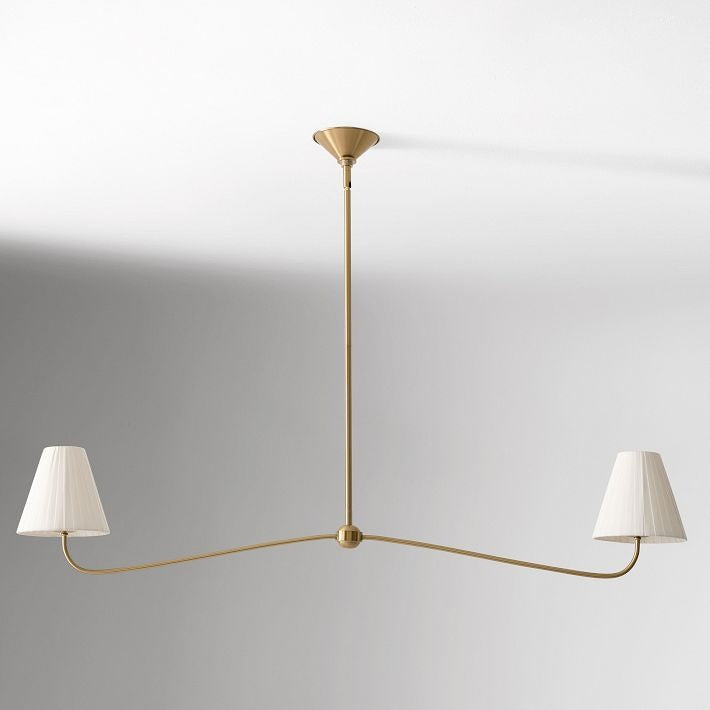Fibura Metal Modern Linen Shade Linear Chandelier - Clean Lines