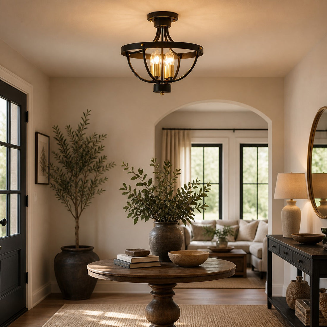 Vintage Farmhouse Semi Flush Mount Ceiling Light