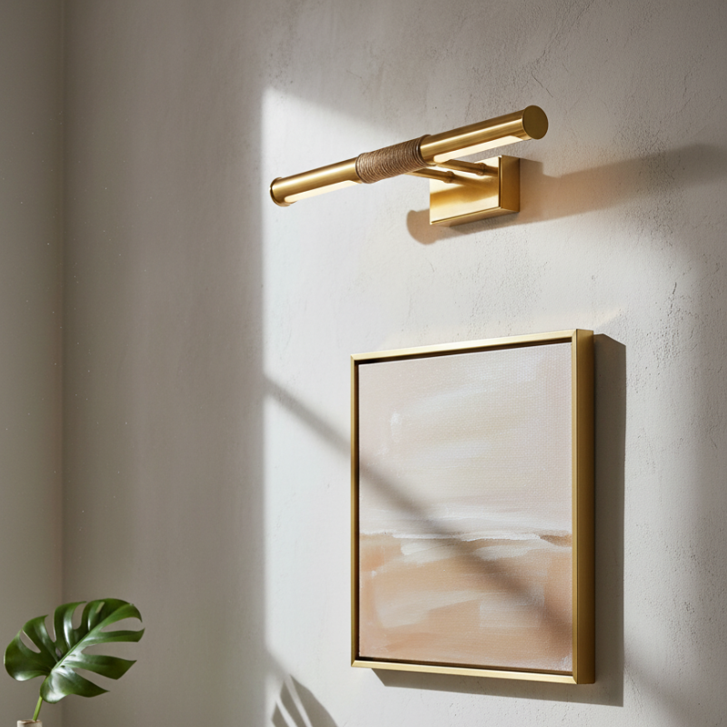 Aurix Picture Light – Slim Wrapped‑Center Bar Design Metal Finish Wall Lamp for Gallery & Hallway