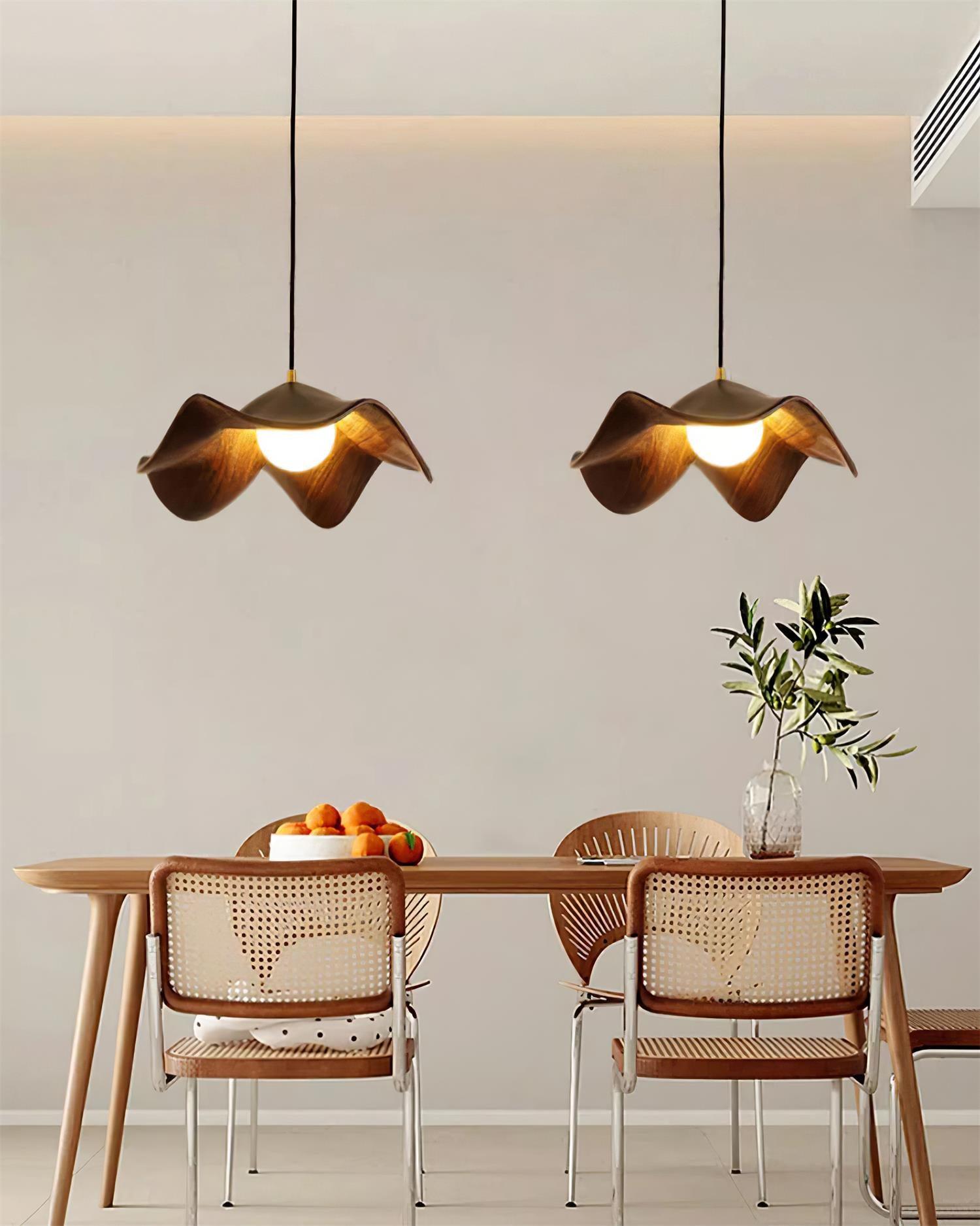 Leaf Vein Glass Plug-In Pendant Lamp
