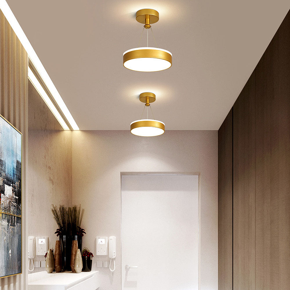 Metal LED Round Pendant Light - Modern LED Ceiling Fixture for Hallway