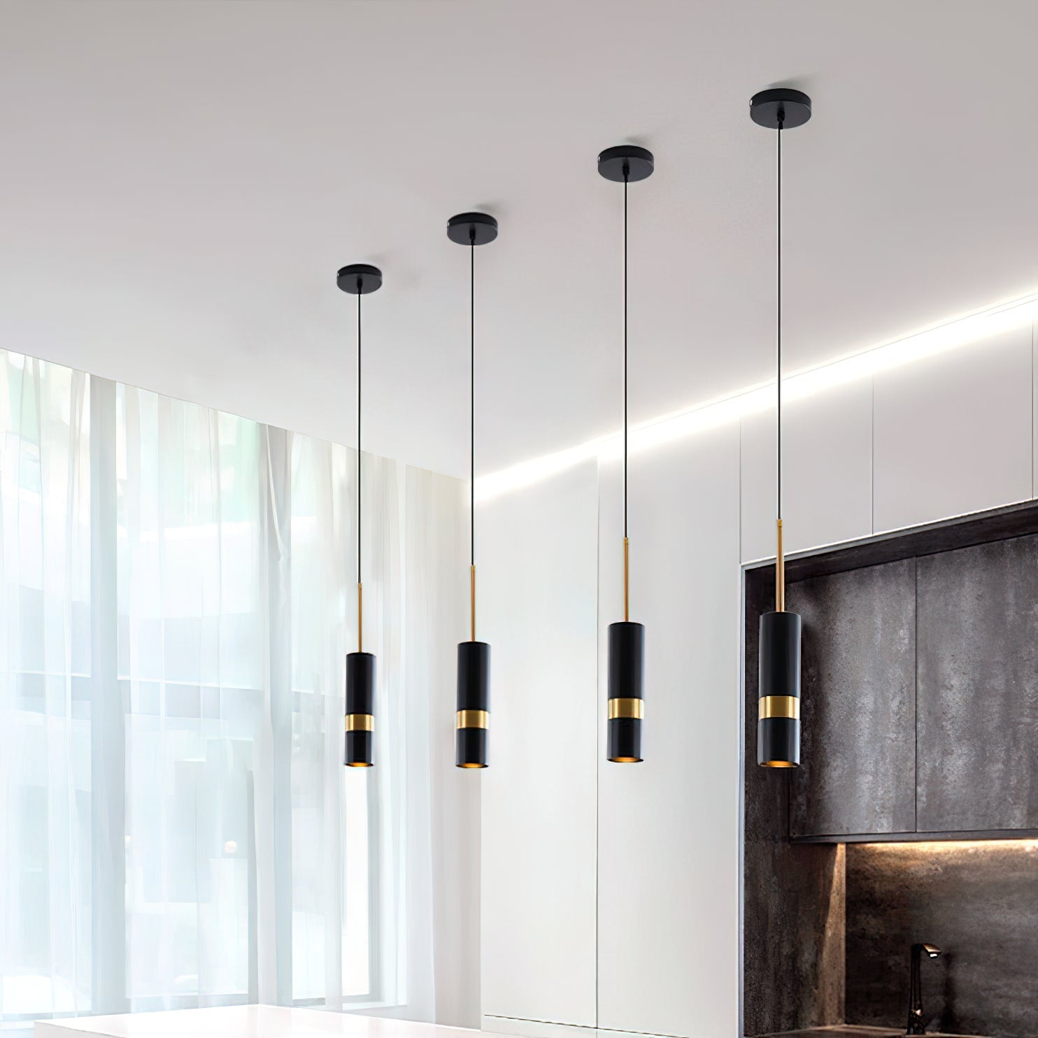 Black And Gold Metal Hardwired Pendant Light