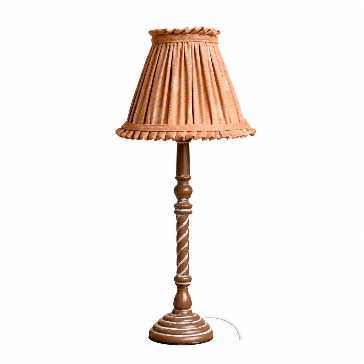 Warm tan solid pleated shade French country table lamp