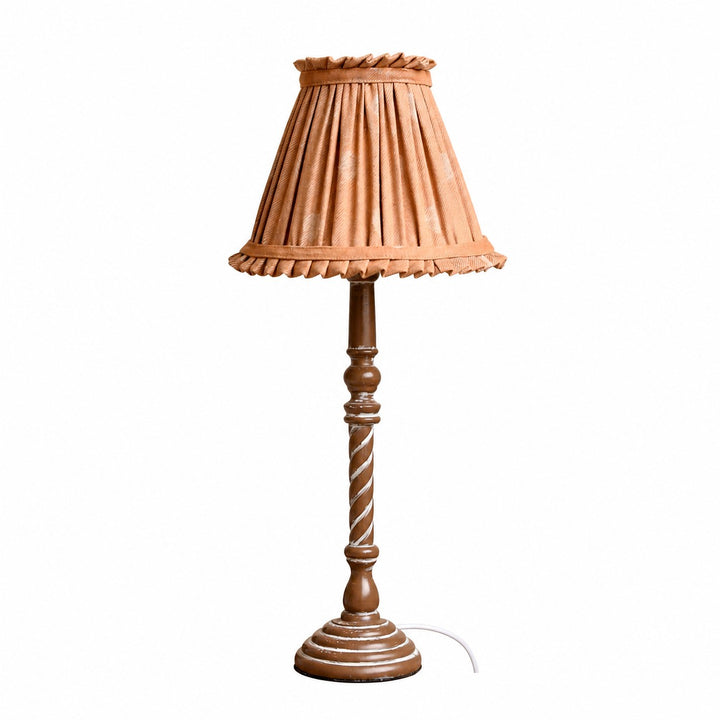 Warm tan solid pleated shade French country table lamp