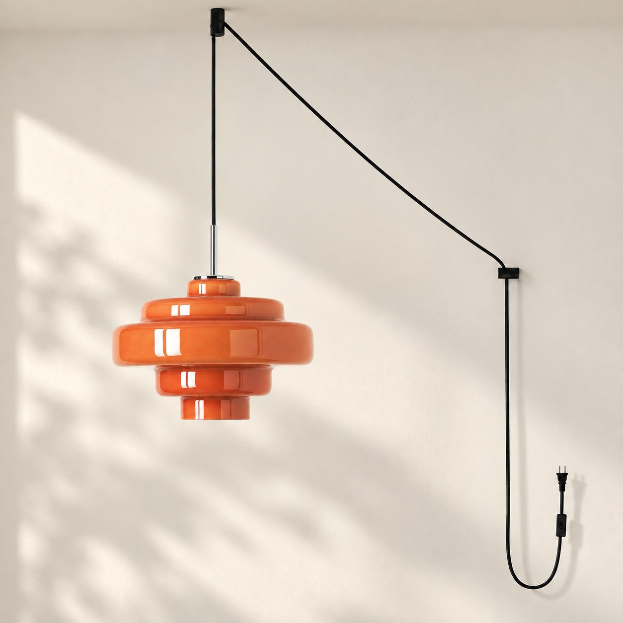 Koloro Millie Glas-Pendelleuchte mit Stecker - Retro-Pendelleuchte in bunten Farben für moderne Innenräume