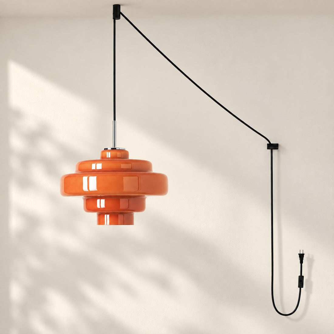 Koloro Millie Glas-Pendelleuchte mit Stecker - Retro-Pendelleuchte in bunten Farben für moderne Innenräume