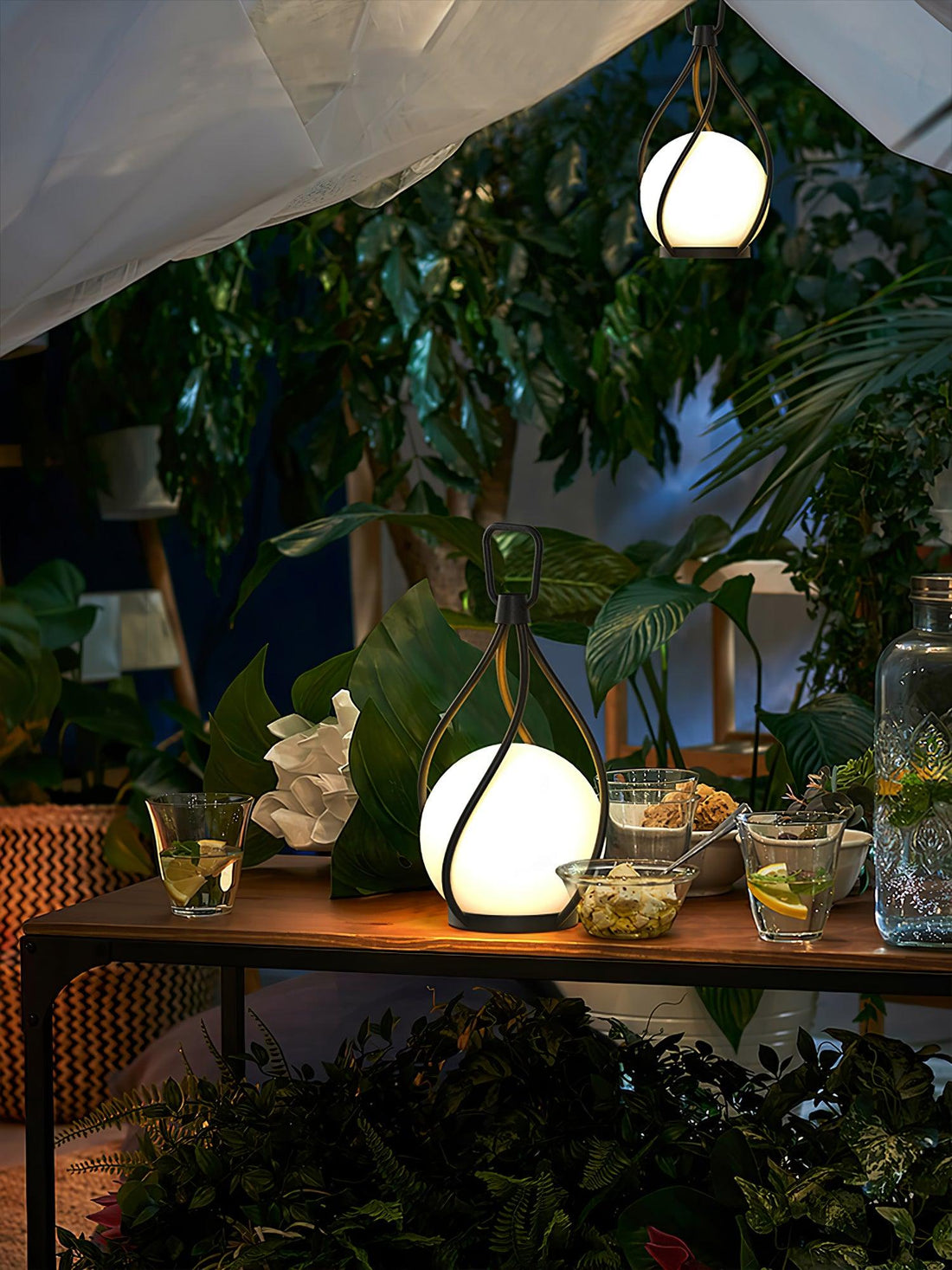 Orb Lantern Table Lamp - Rechargeable LED Light for Indoor & Patio