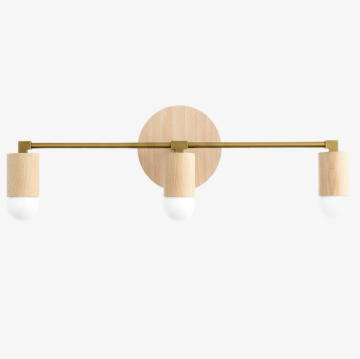 Mobilux Line Wood and Vanity Light - Bohemian Bathroom Lighting Fixture