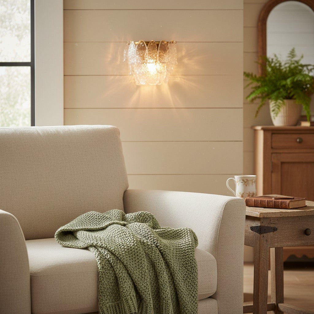 Lumvey Tiered Glass Sconce — Art Deco Wall Light for Bathroom and Hallway