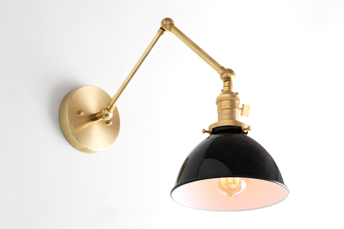 Conique Metal Vintage Industrial Swing Arm Wall Lamp - Adjustable Dome Shade for Study