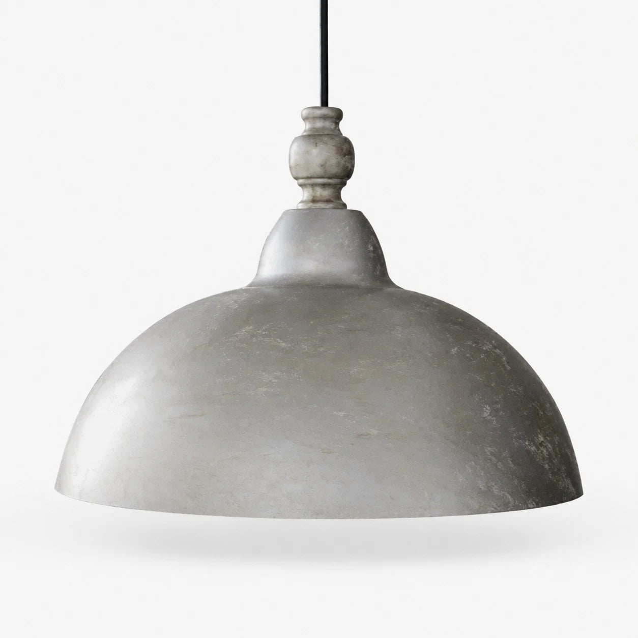hand finished silver 35 cm / 13.8 in pendant light on white background