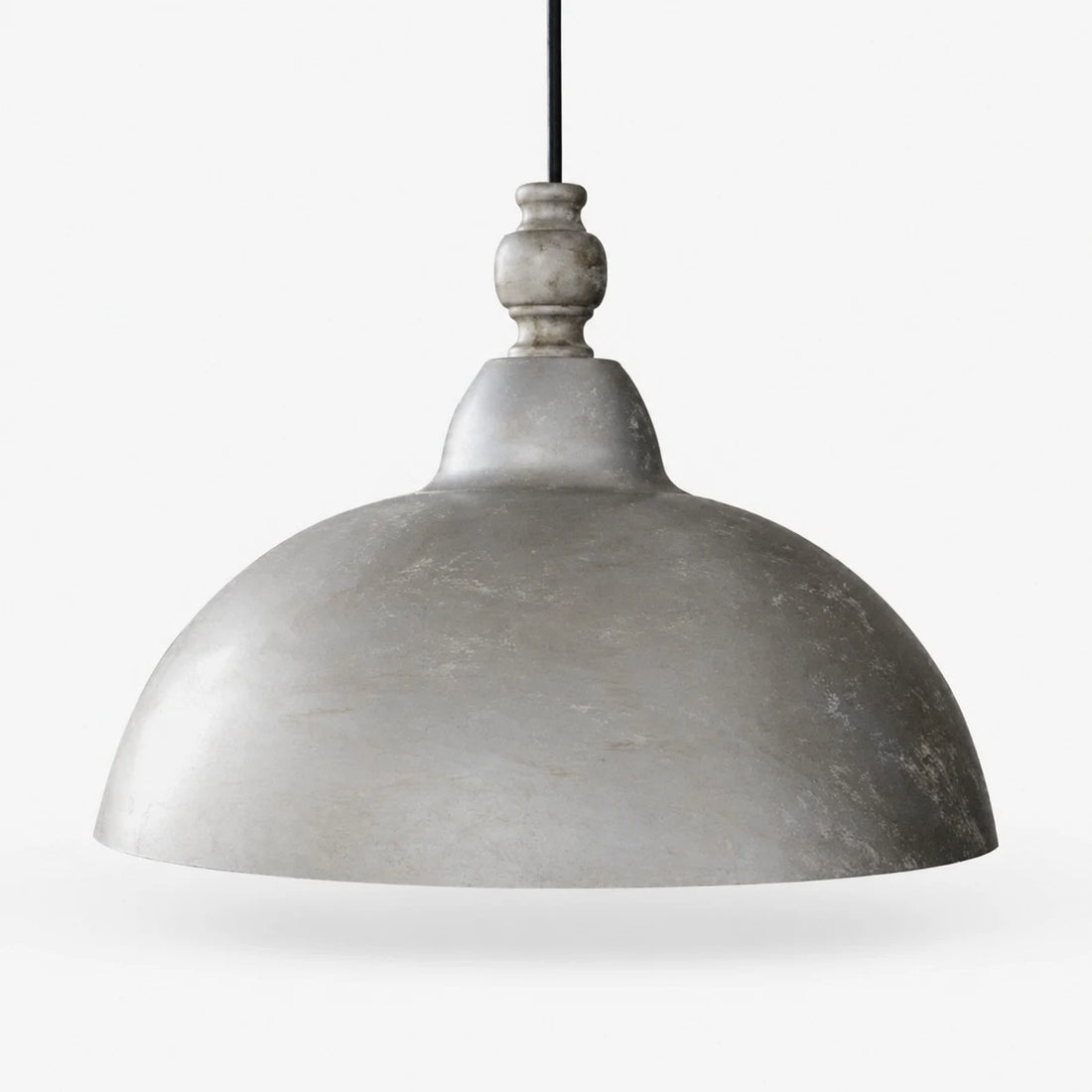 hand finished silver 35 cm / 13.8 in pendant light on white background