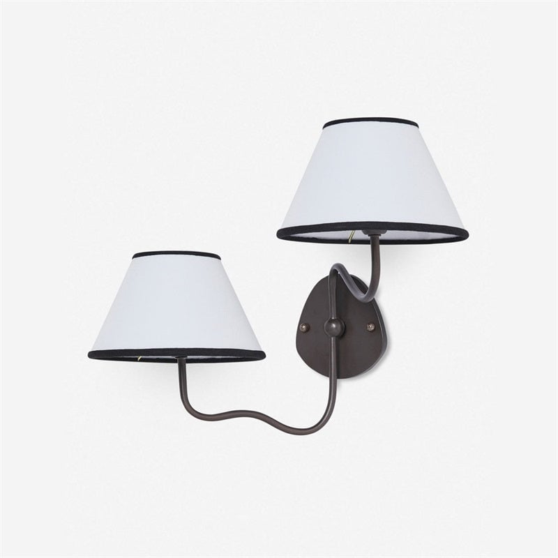 Kulo Stoff-Wandleuchte – Moderne Wandleuchte aus Leinen mit zwei Armen für das Wohnzimmer