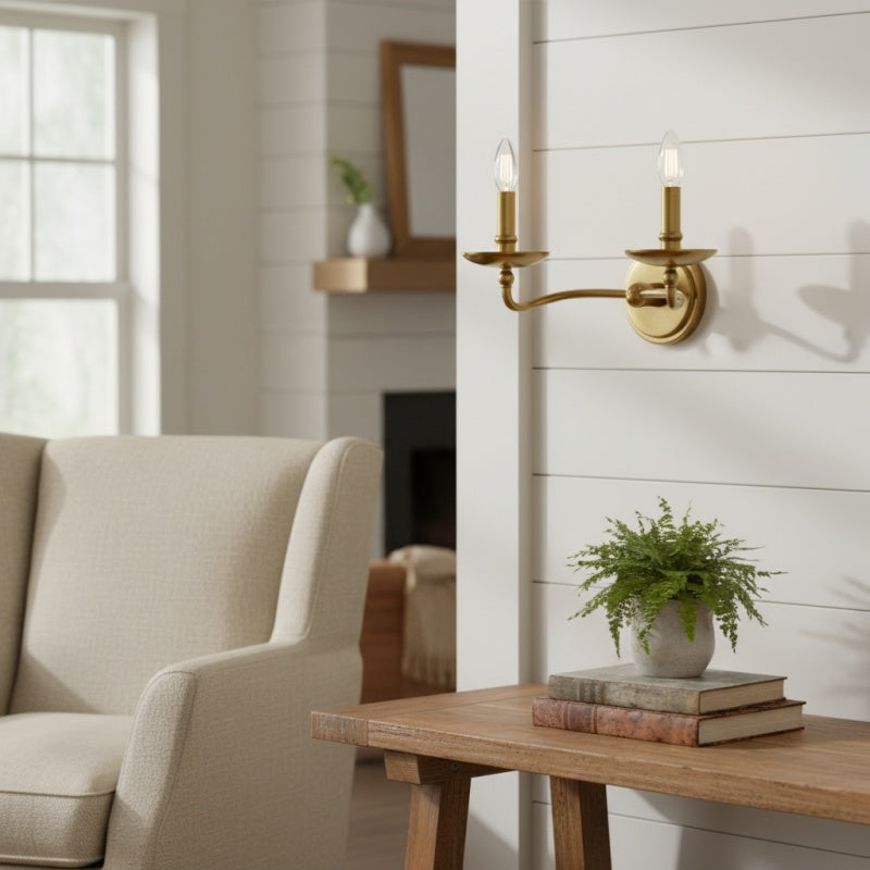Tela Classic Iron Candle-Arm Wall Sconce – Rustic Metal Single or Double Fixture for Hallway and Dining