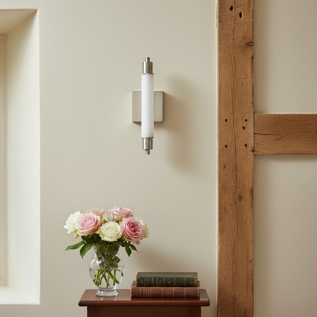 Ornato Luxe Modern Vanity Sconce - Art Deco Wall Light with Cylinder Shade