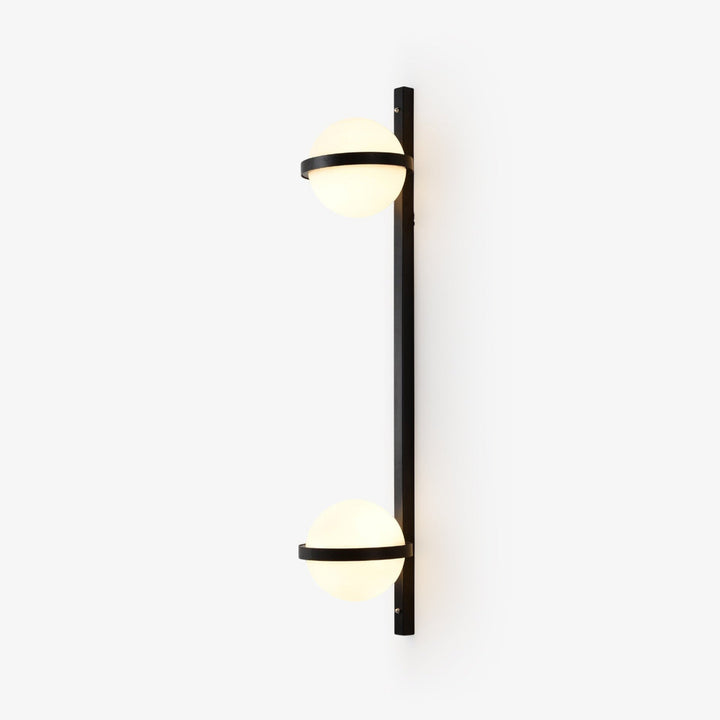 Modern Metal Wall Light - Black Frame Glowing Sphere Lamp for Garden