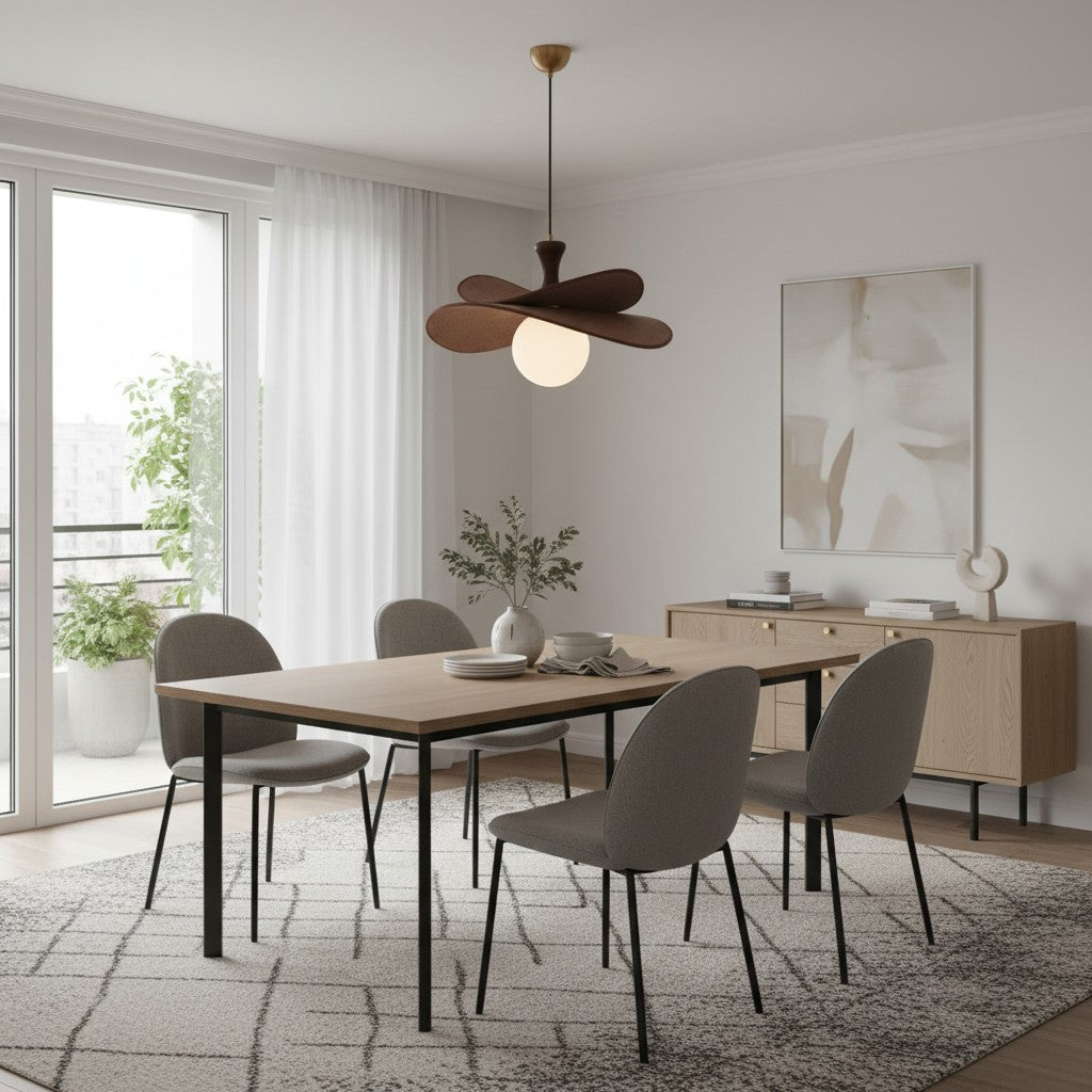 Orrise Blooming Petal Chandelier – Modern Metal and Wood for Living Rooms and Dining Rooms