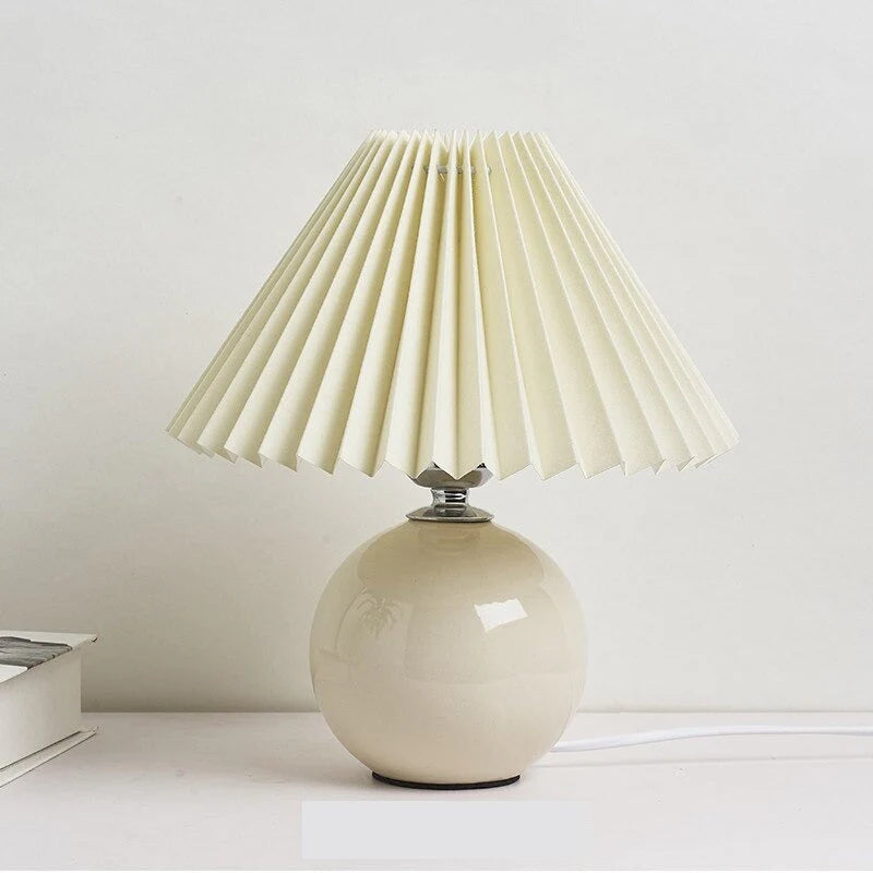 Modern Ceramic Table Light - Mini Fabric Pleated Lamp for Bedroom