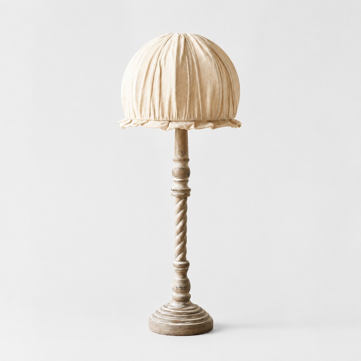 Beige-coffee pleated shade wooden table lamp