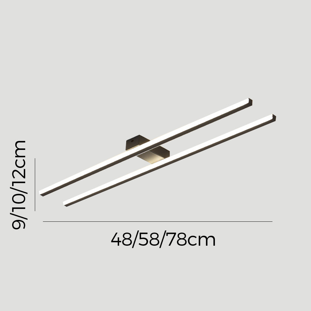 Double Linear Ceiling Light - Industrial Iron LED Lamp for Living Room
