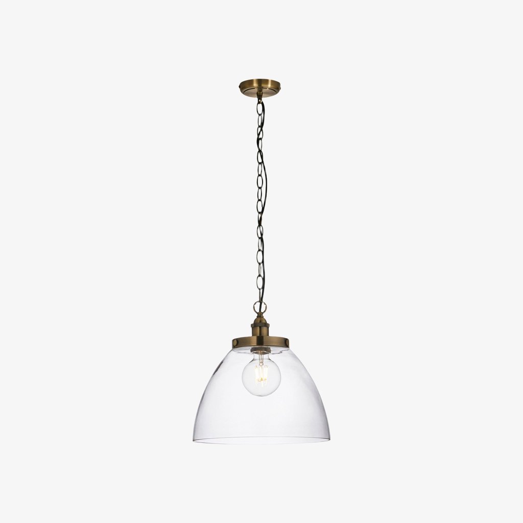 Novera Art Deco Dome Adjustable Height Glass Shade Pendant Light - Living Room