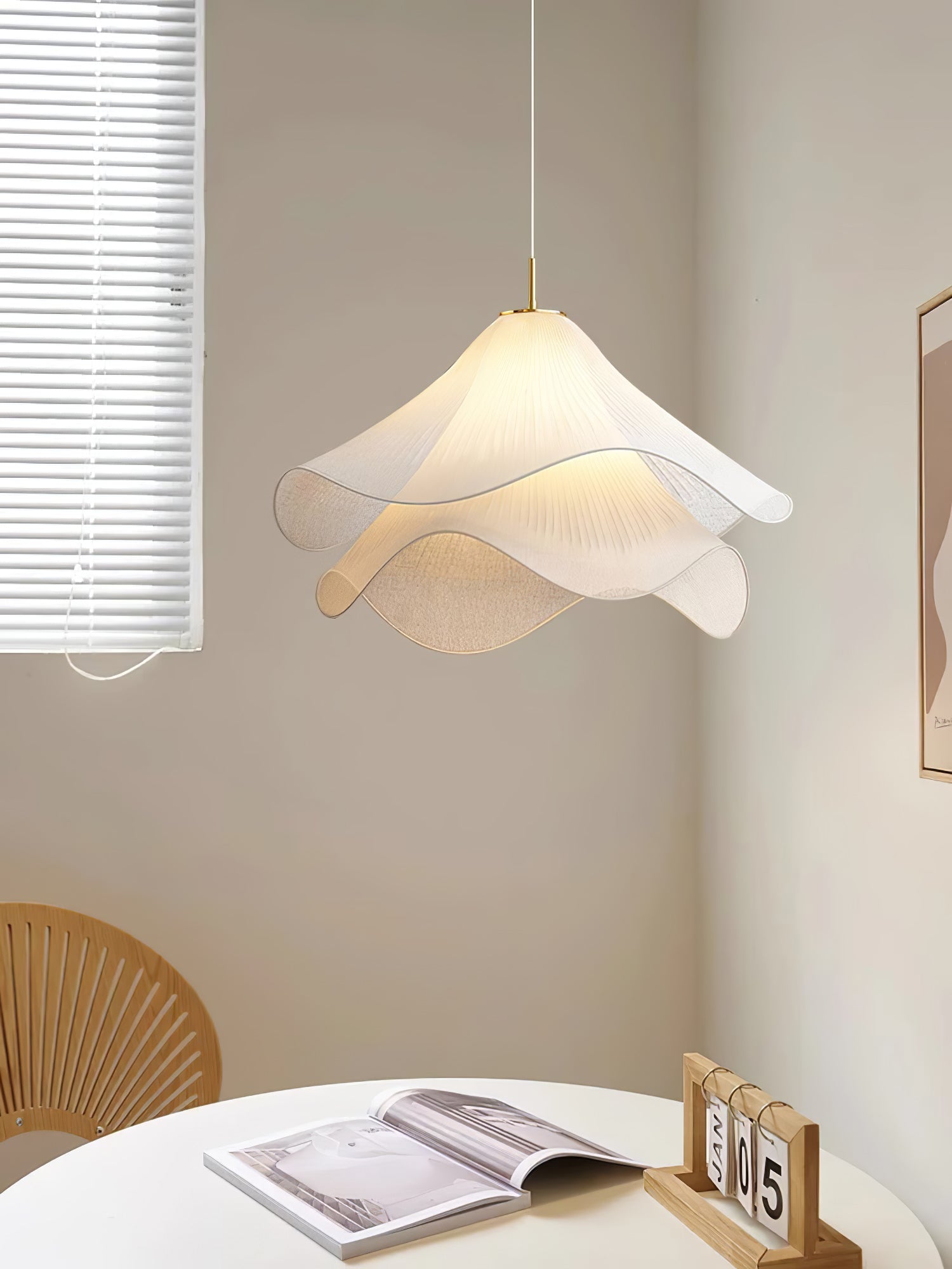 Ethereal Bloom French Floral Pleated Fabric Pendant Light