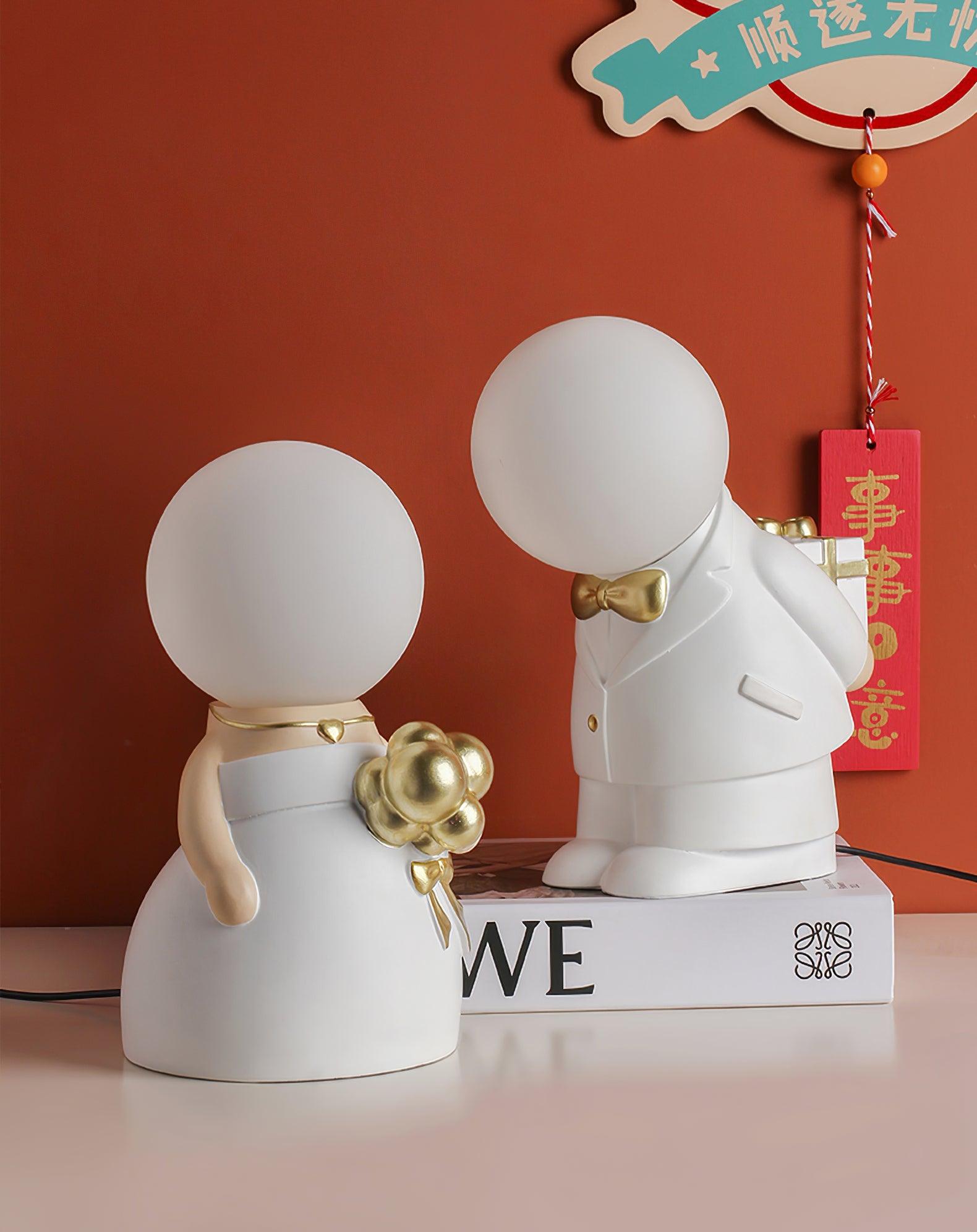 Tischlampe mit Hochzeitsfigur – wiederaufladbares LED-Licht für Veranstaltungen