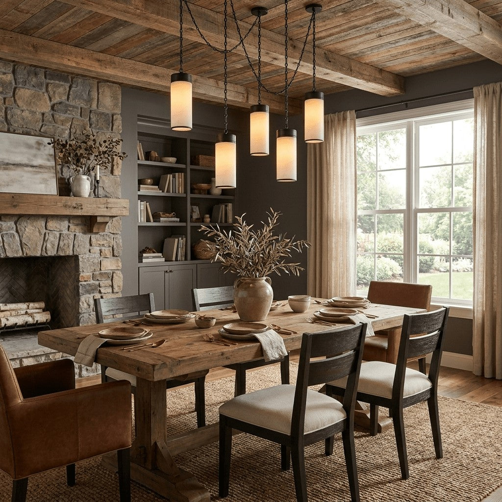 Cream Alabaster Chain Hardwired Pendant Light