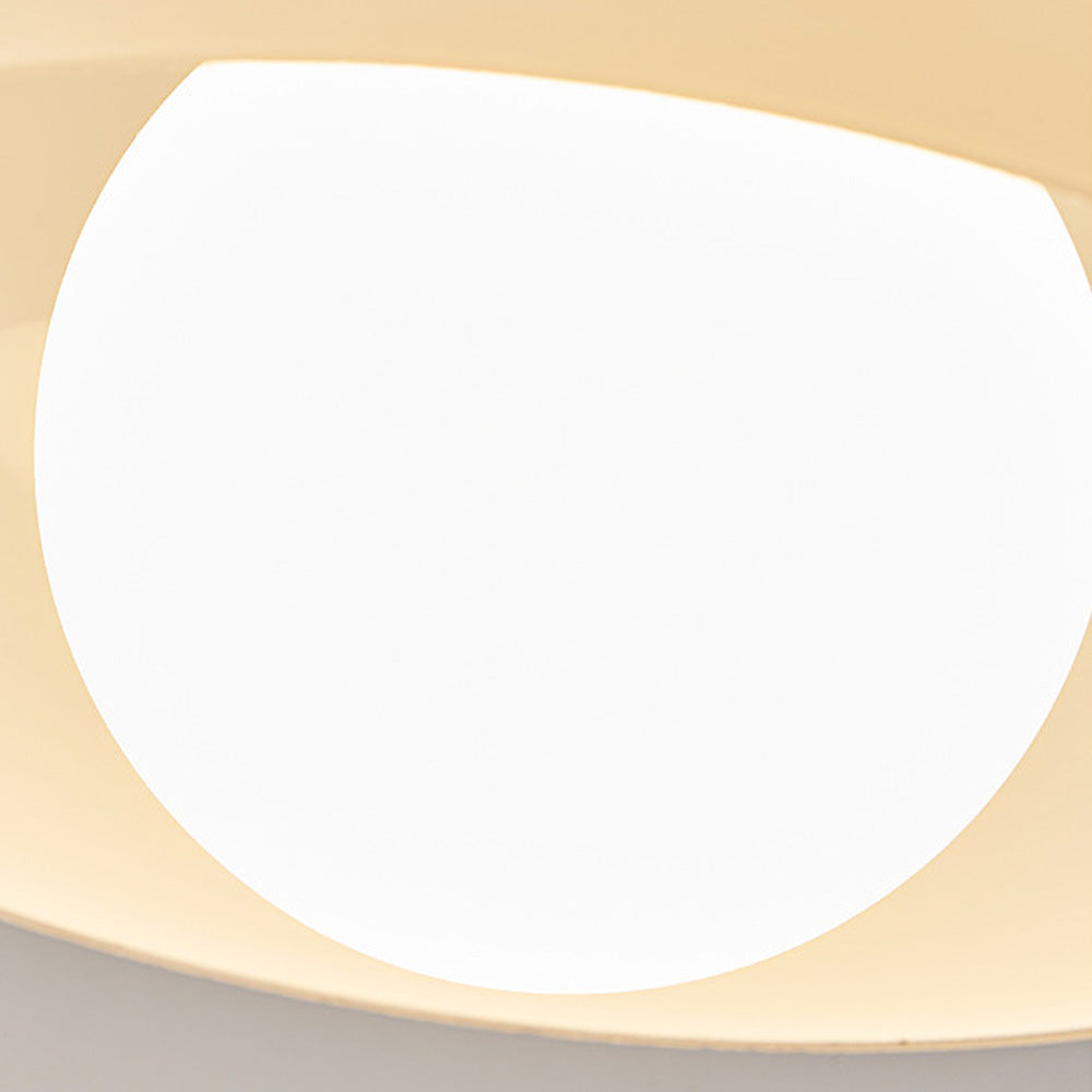 Cream Glass Ceiling Light - Vintage Bauhaus Walnut Lamp for Hallway