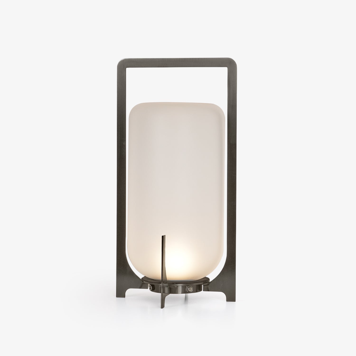 Lantern Table Lamp - Steel Modern Light for Bedroom & Living Room