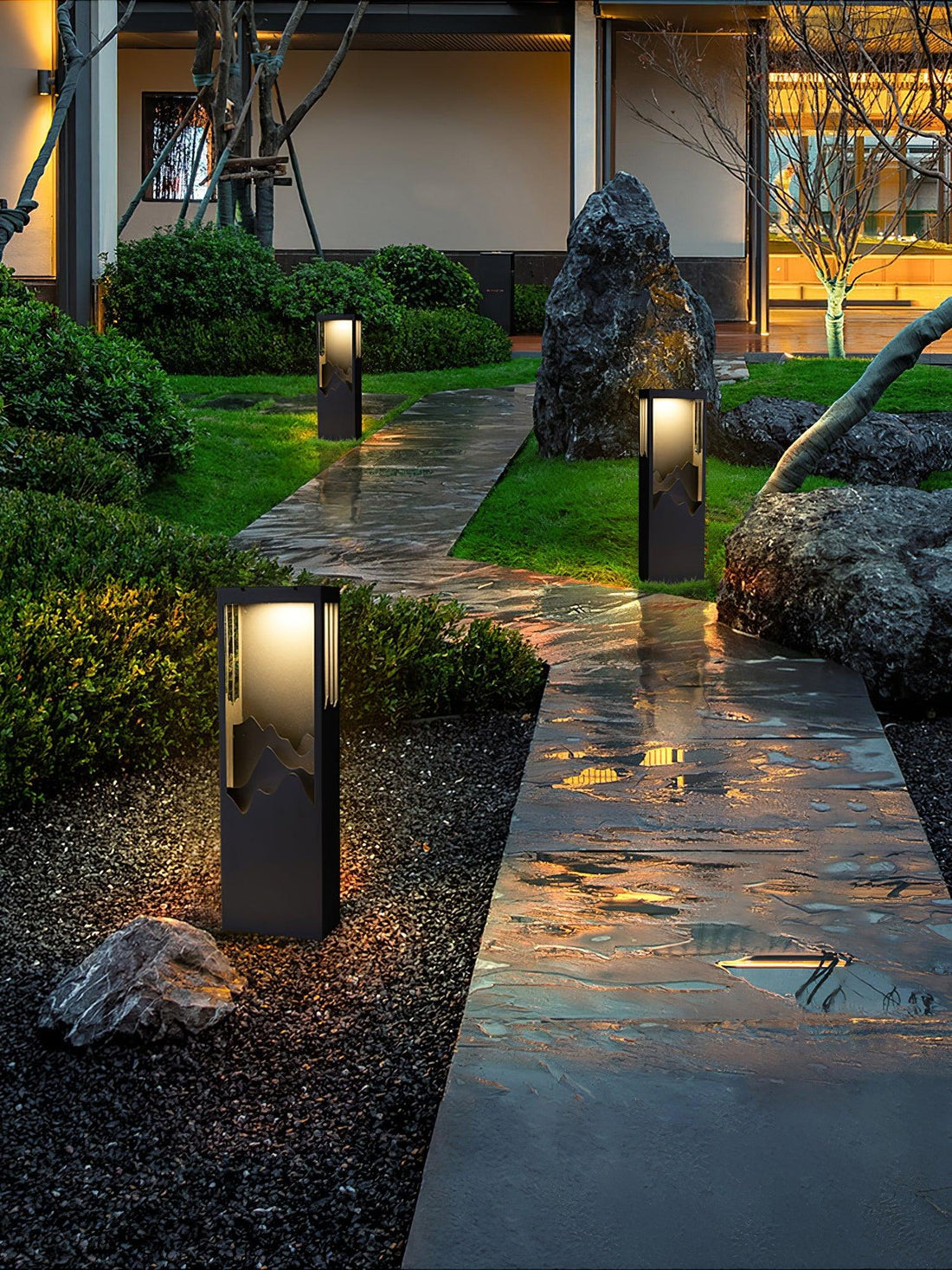 Modern Solar Outdoor Light - Square Lamp Stainless Steel for Garden