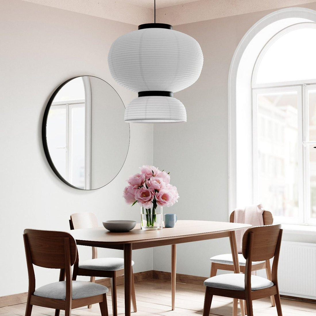 Rounded Layered Paper Plug-In Pendant