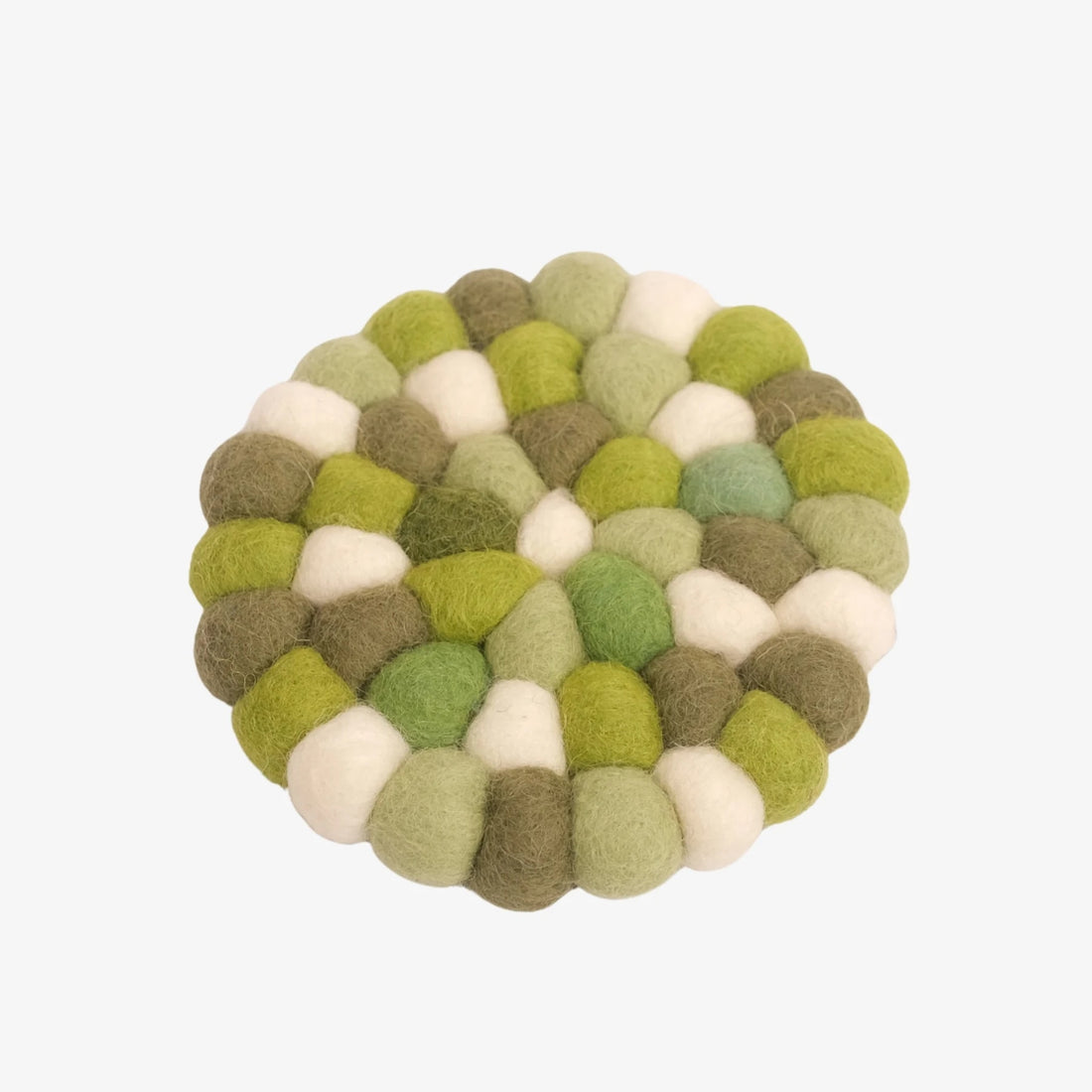Moss ivory handmade felt ball coaster