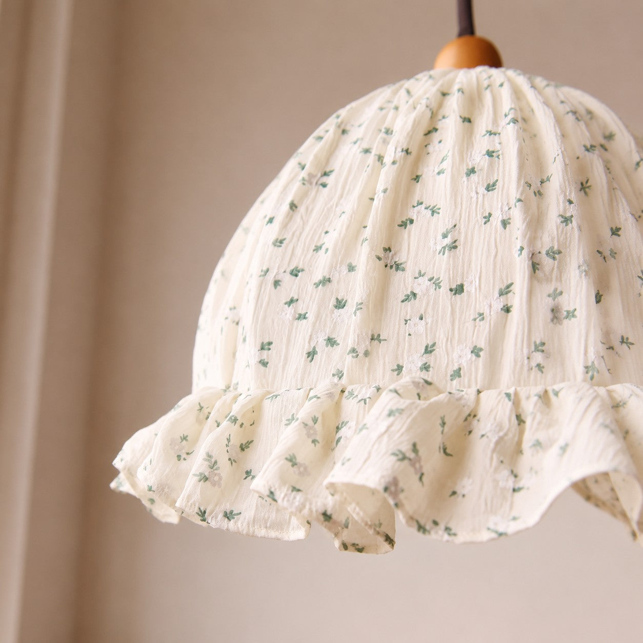 Two ruffled fabric shade options