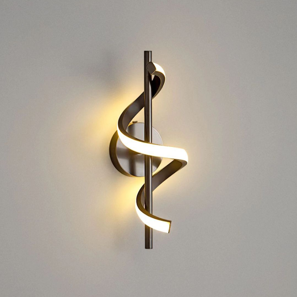 Adjustable Streamlined Wall Sconce - Modern Brass Curved Bedside Lamp