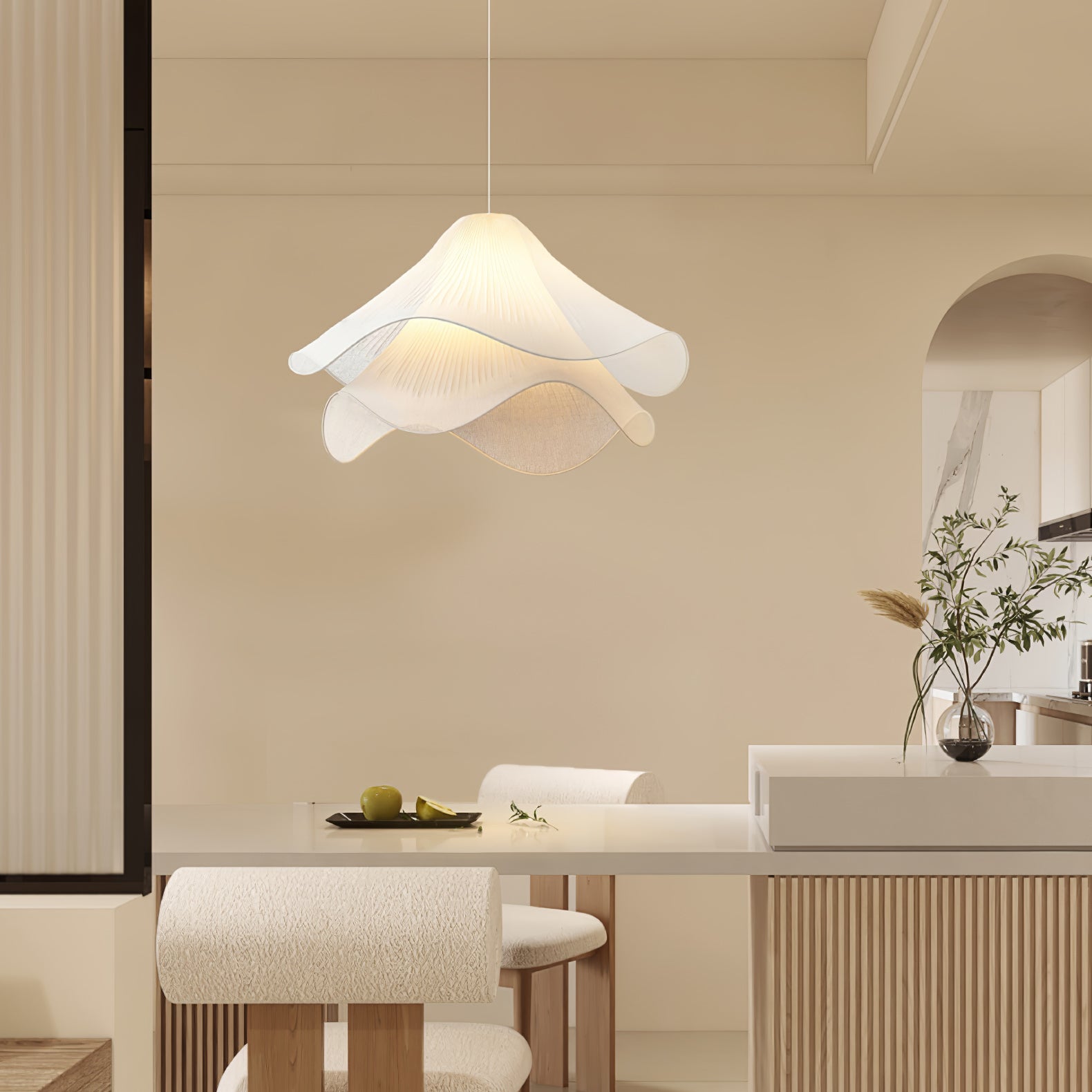 Ethereal Bloom French Floral Pleated Fabric Pendant Light