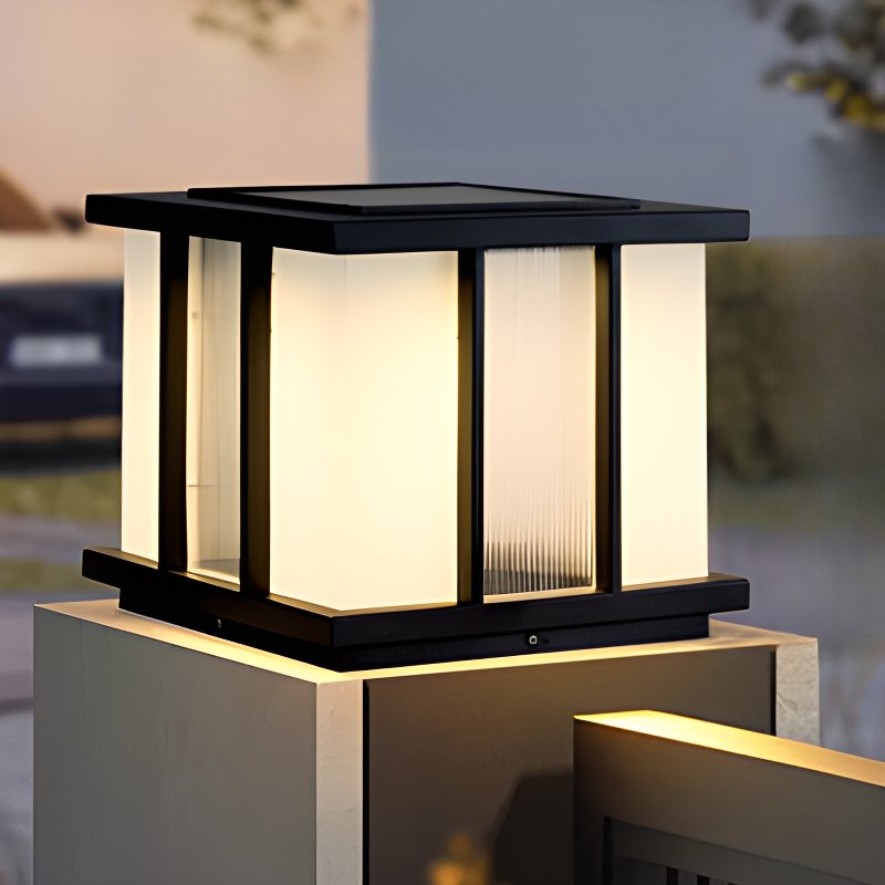 Solar Cube Outdoor Light - Modern Frosted Glass Pathway Lighting
