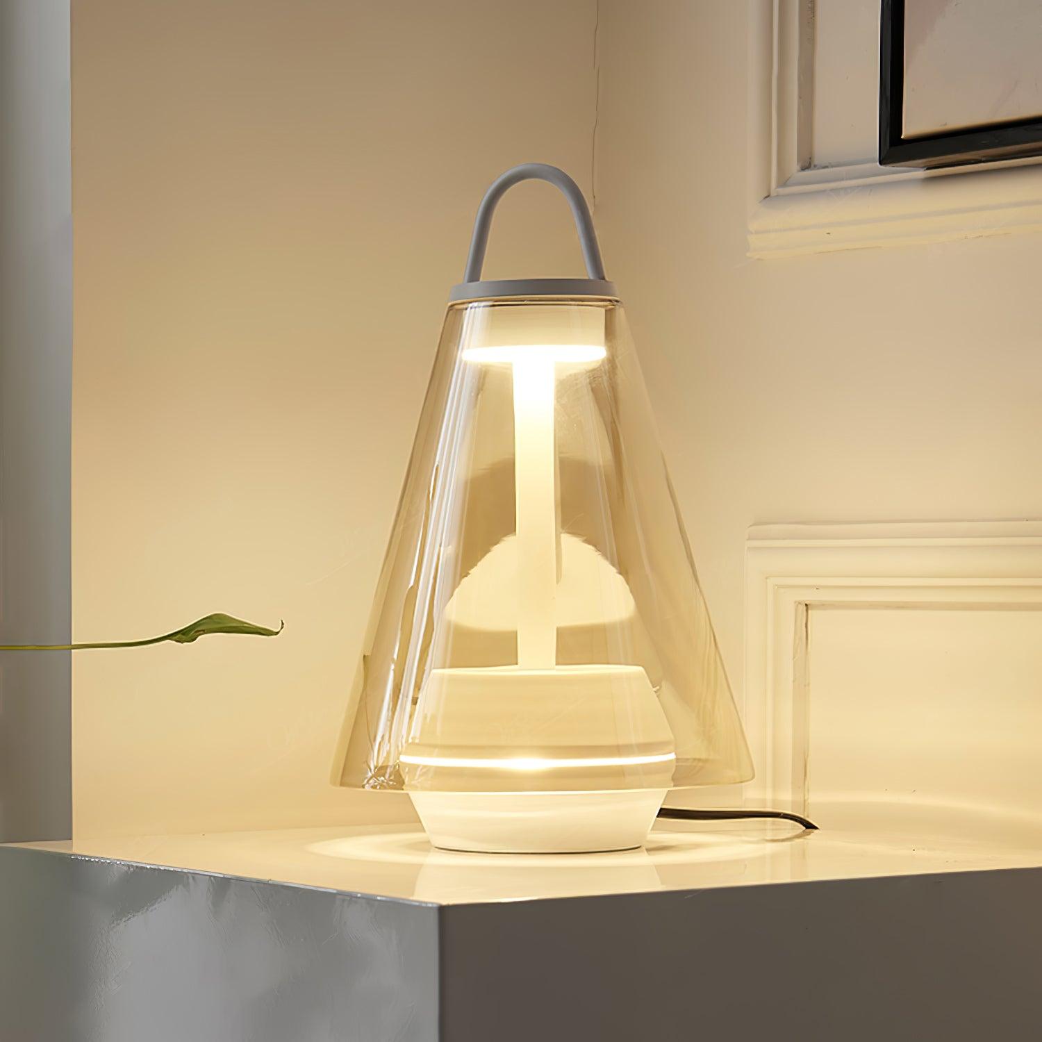 Table Lamp - Rechargeable Glass LED Light for Indoor Use