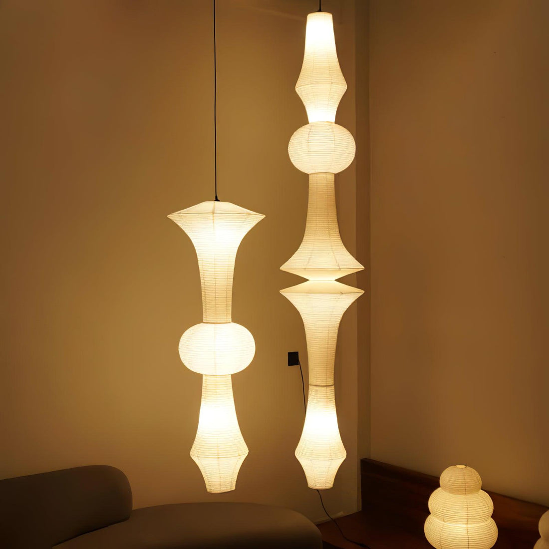 Washi-Papier-Pendelleuchte – Japanische handgefertigte Lampe für das Wohnzimmer