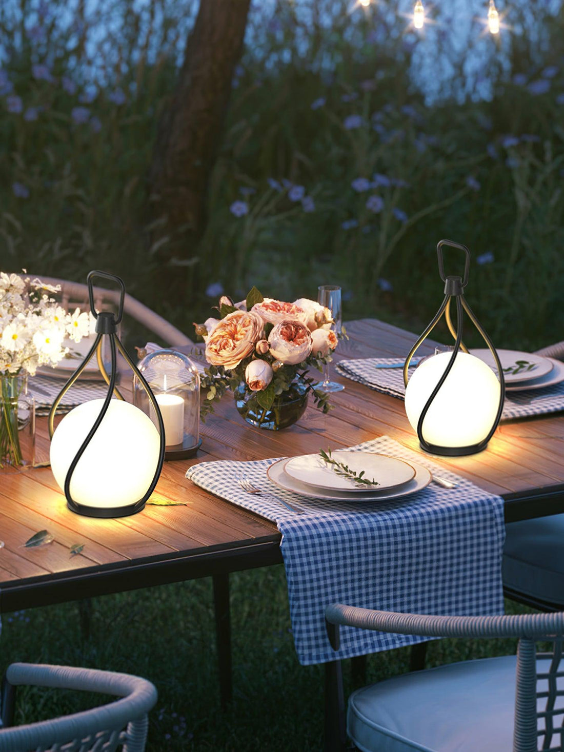 Orb Lantern Table Lamp - Rechargeable LED Light for Indoor & Patio