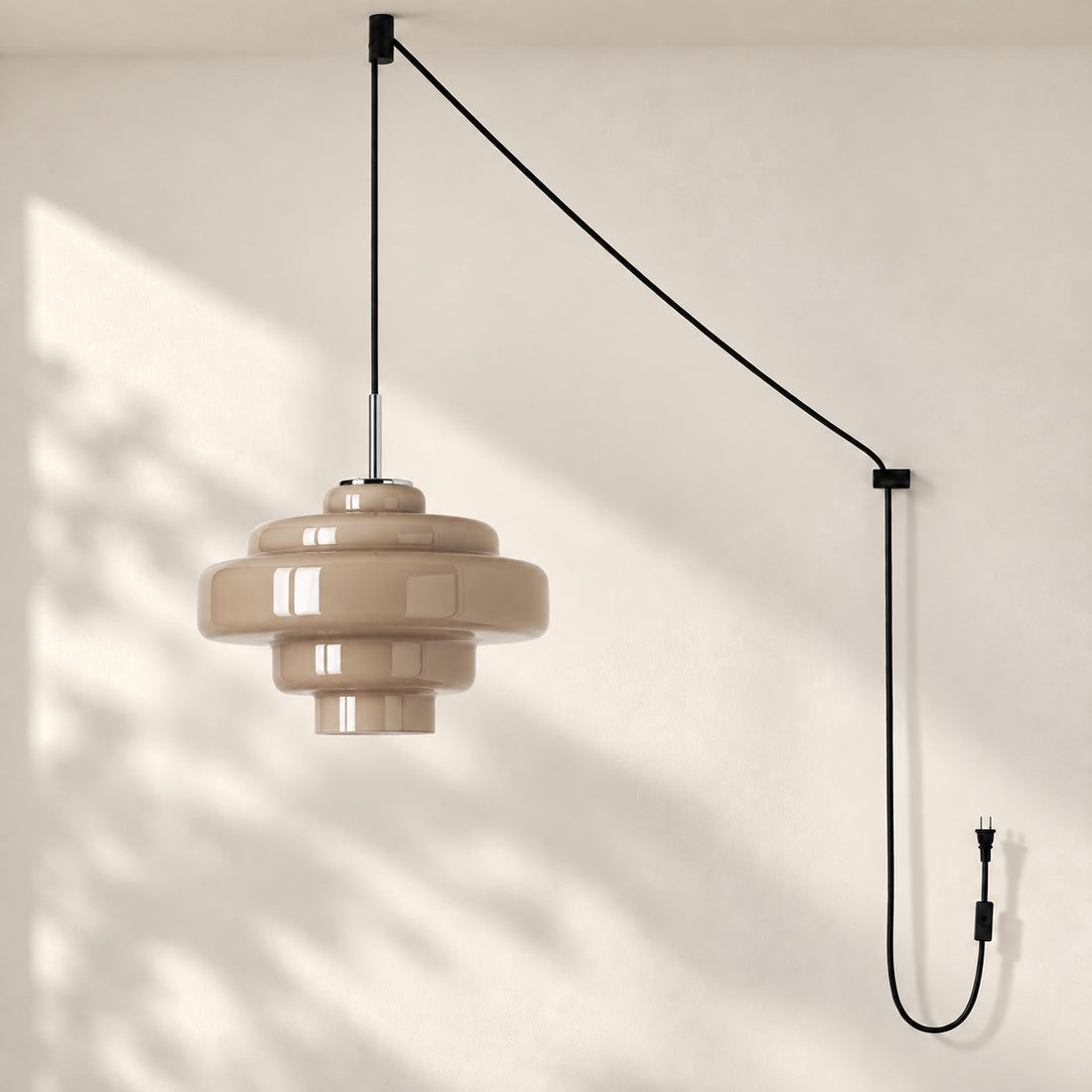 Koloro Millie Glas-Pendelleuchte mit Stecker - Retro-Pendelleuchte in bunten Farben für moderne Innenräume