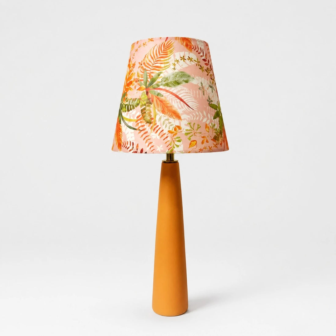 Liberty Fabric Floral Ceramic Table Lamp with Orange Handmade Base