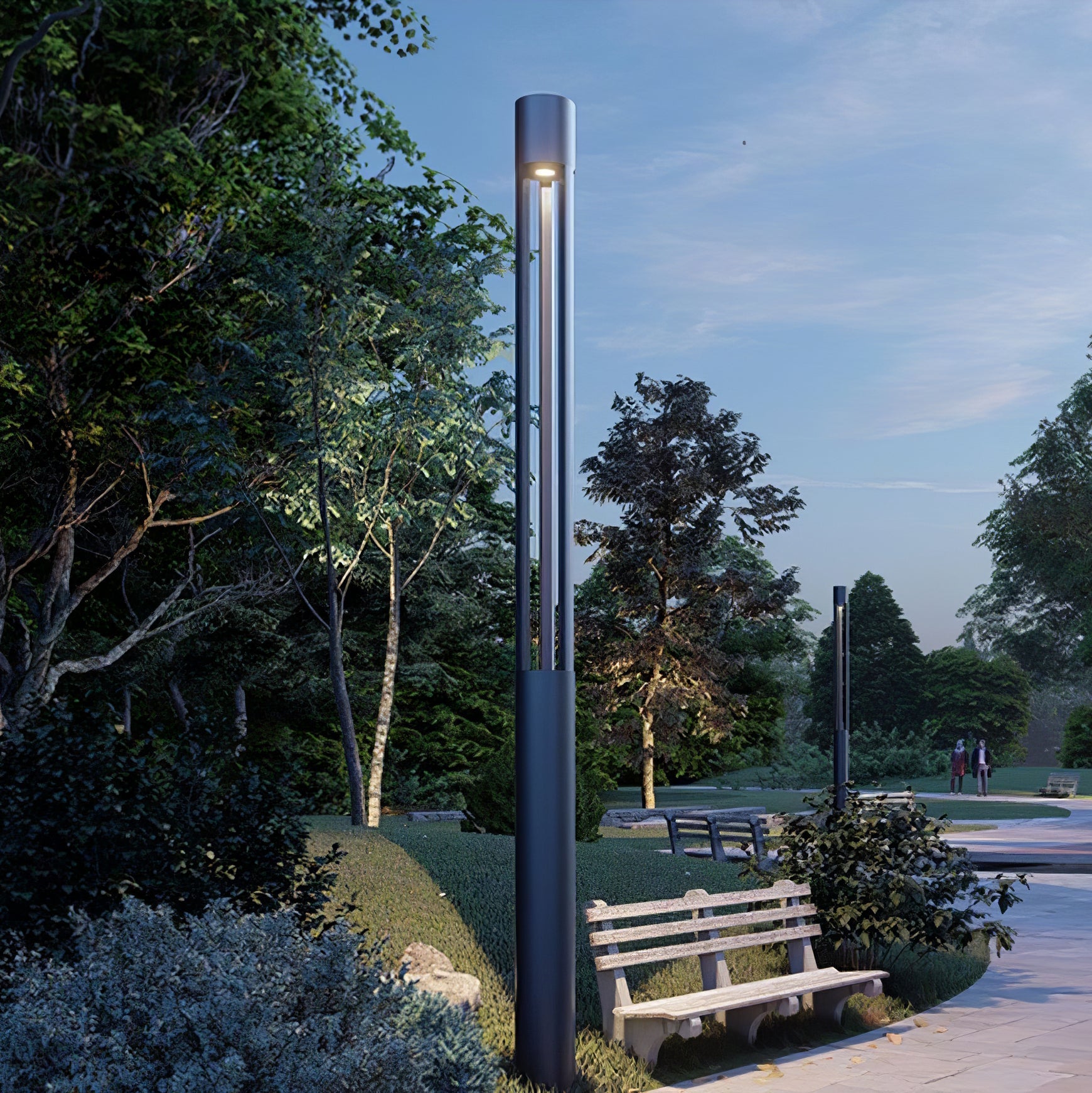 Modern Pole Outdoor Light - Geometric Post Garden Street Lamp