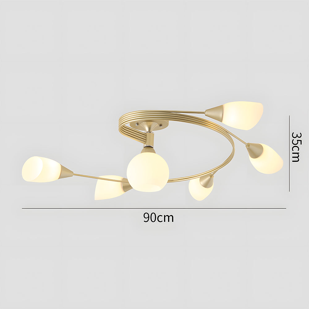 Semi Flush Mount Ceiling Light - Modern White Glass Creative Design